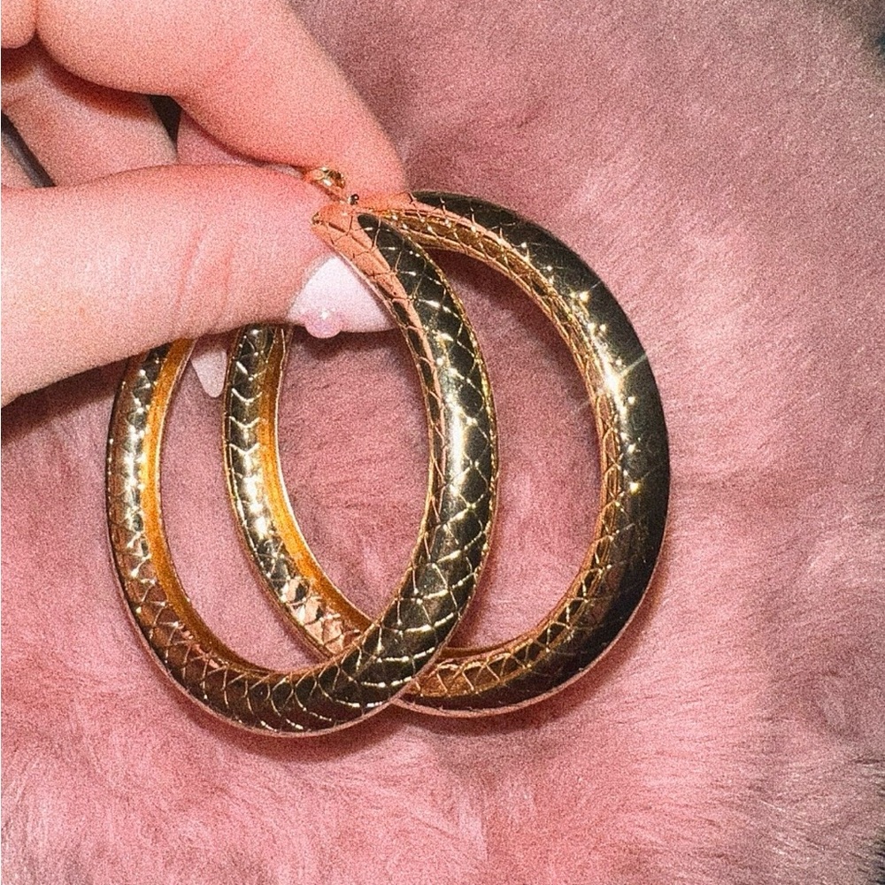 Snake Skin gold hoops